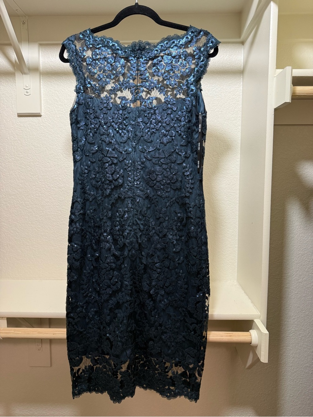 Tadashi Shoji Navy Blue Floral Lace Midi Dress